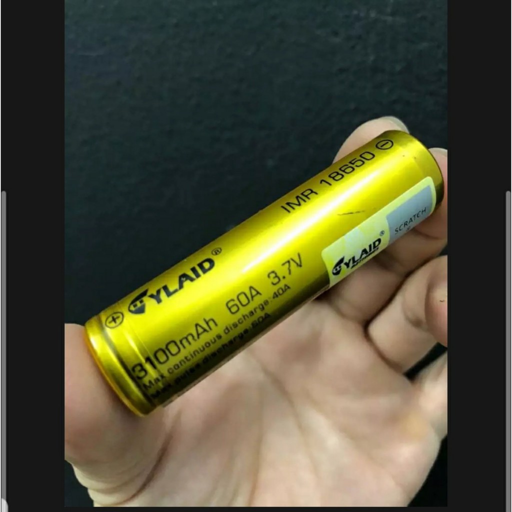 Pin sạc 18650 vàng, 3100mAh, 60A,3,7V