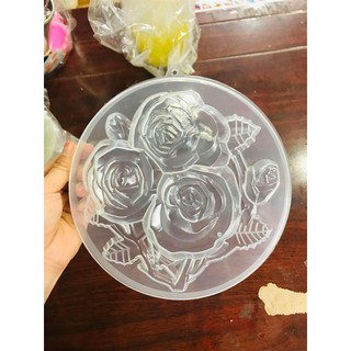 Khuôn Rau Cau Nhựa Trong 18 Cm Hoa Hồng Kèm Lá