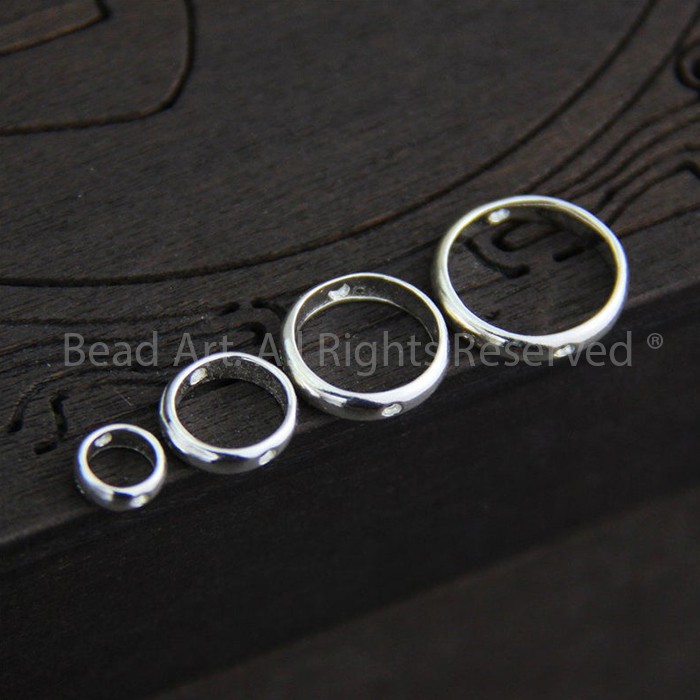 Charm Khung Bạc Lồng Hạt Tròn, Phụ Kiện Xỏ Vòng Tay, Phong Thuỷ, Chuỗi Hạt, Bạc 925 S50 - Bead Art