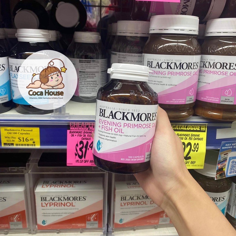 BLACKMORES EVENING PRIMROSE OIL + FISH OIL✅ đủ bill, tem, hàng chính hãng✅ hỗ trợ đẹp da, ổn định nội tiết tố
