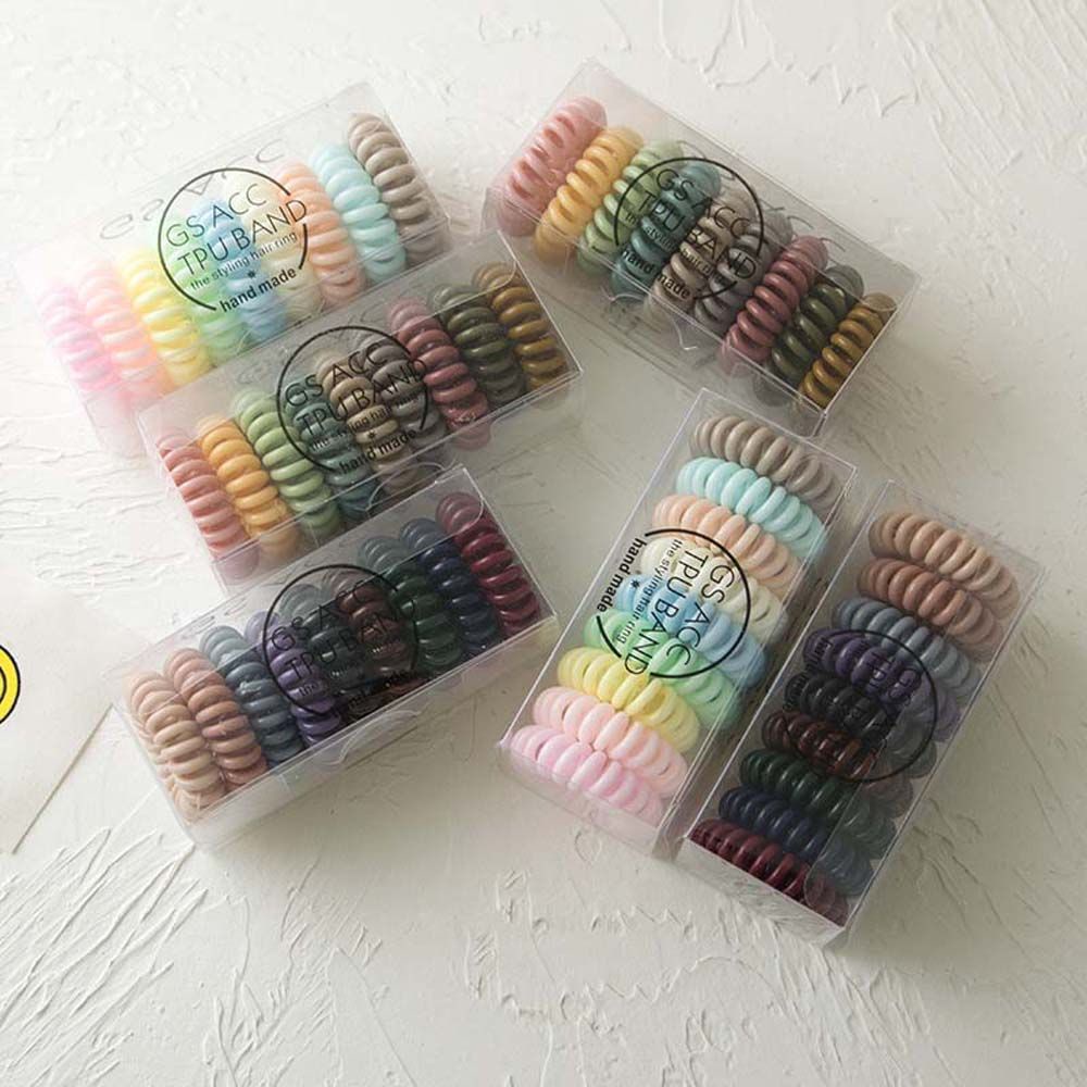 Dây Buộc Tóc Dạng Dây Điện Thoại Co Giãn Bằng Nhựa Resin Nhiều Màu Dễ Thương Phong Cách Hàn Quốc Cho Nữ