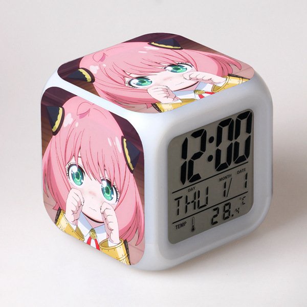 (nhiều mẫu) Đồng hồ báo thức in hình SPY x FAMILY gia đình điệp viên anime chibi dễ thương xinh xắn đèn LED đổi màu