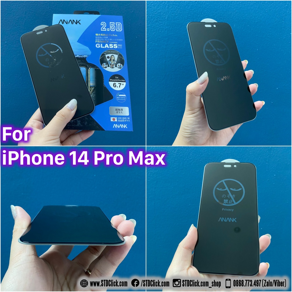 KÍNH CƯỜNG LỰC CHỐNG NHÌN TRỘM IPHONE 14 PRO MAX - 14 PRO - 14 PLUS - 13 PRO MAX - 13 MINI ANANK VIỀN 2.5D CHÍNH HÃNG