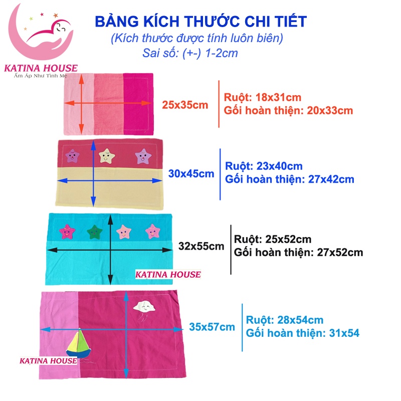Vỏ áo gối nằm cho bé nhiều kích cỡ, cotton cara mềm mát đắp họa tiết ô tô hình sao dễ thương