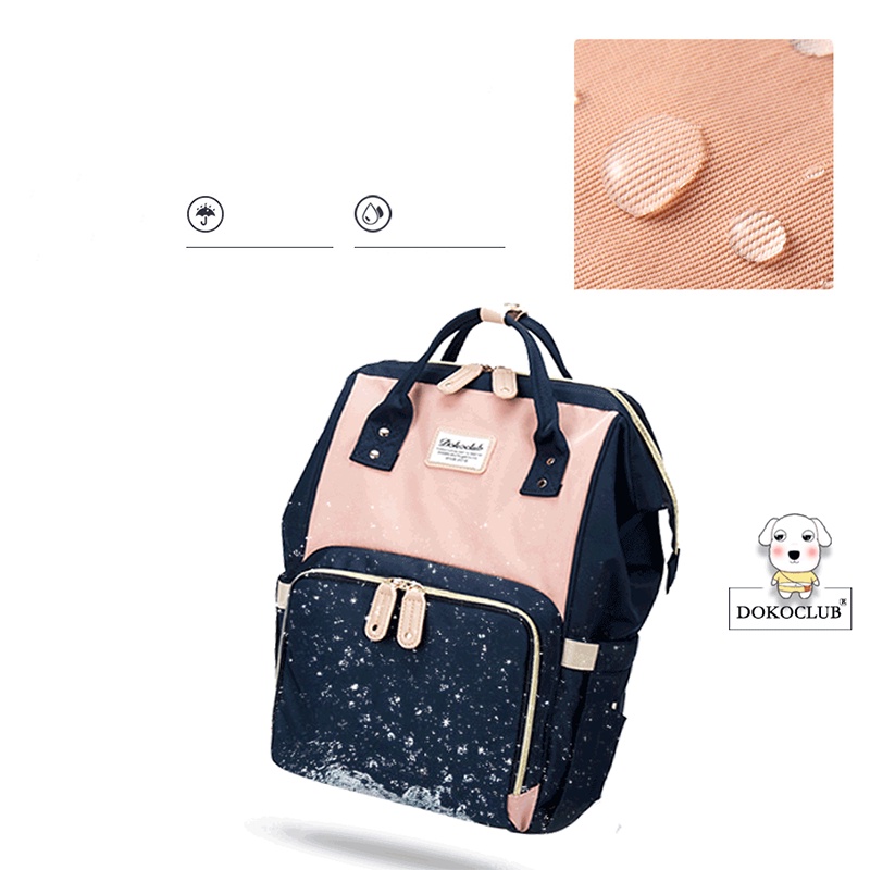 Balo, túi đựng bỉm sữa 13 ngăn đa năng, giữ nhiệt bình sữa, chống thấm KidsWorld Dokoclub Mommy Bag12 Colors