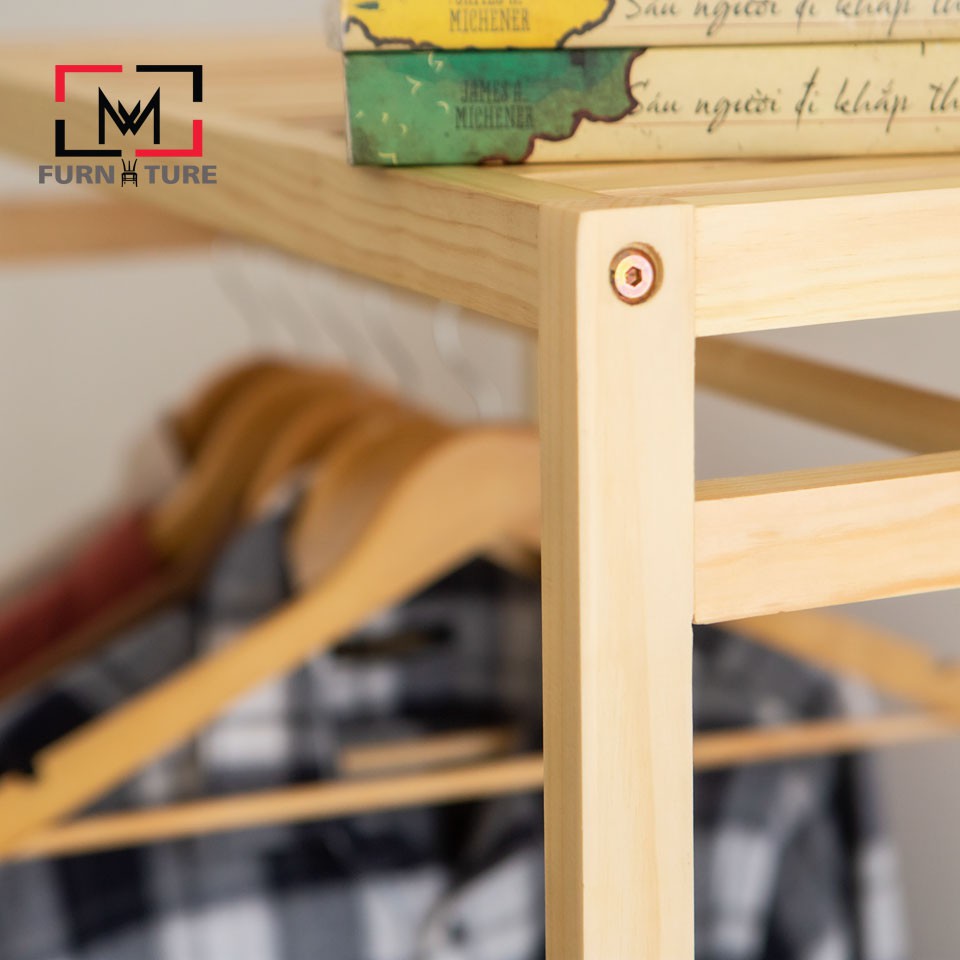 Tủ treo quần áo lắp ráp hàn quốc màu gỗ thương hiệu MW FURNITURE - Shelf hanger - Nội thất căn hộ