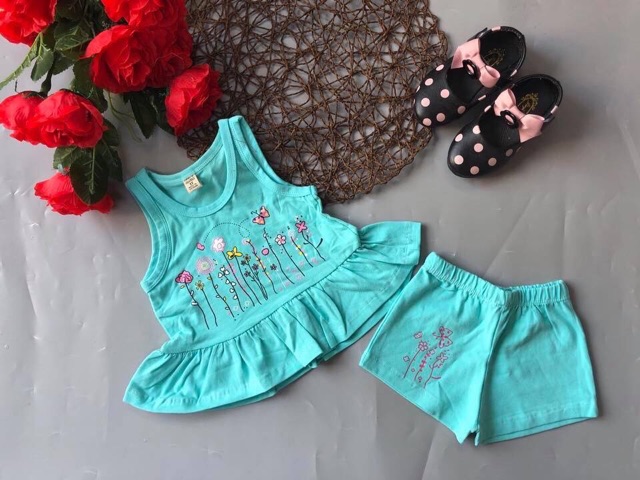 FOLLOW SHOP- DEAL 9.9 Bộ carter - kiểu bánh bèo cho bé gái 2-7T