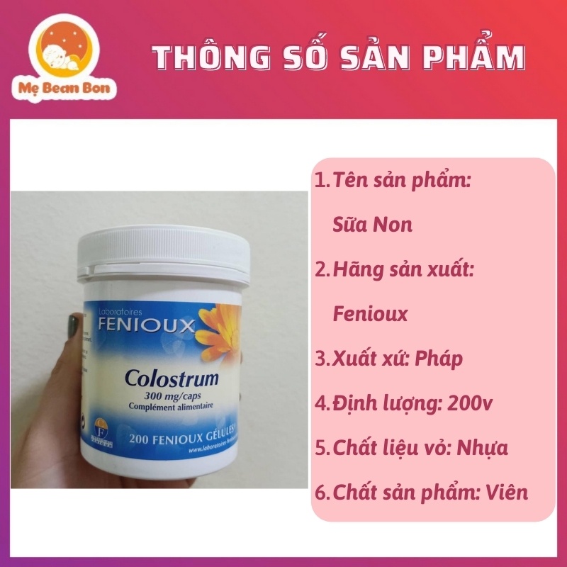 Sữa Non Pháp Colustrum Fenioux 200 Viên Cho Bé Từ Sơ Sinh Tăng Đề Kháng Hàng Chính Hãng Nội Địa Date Xa