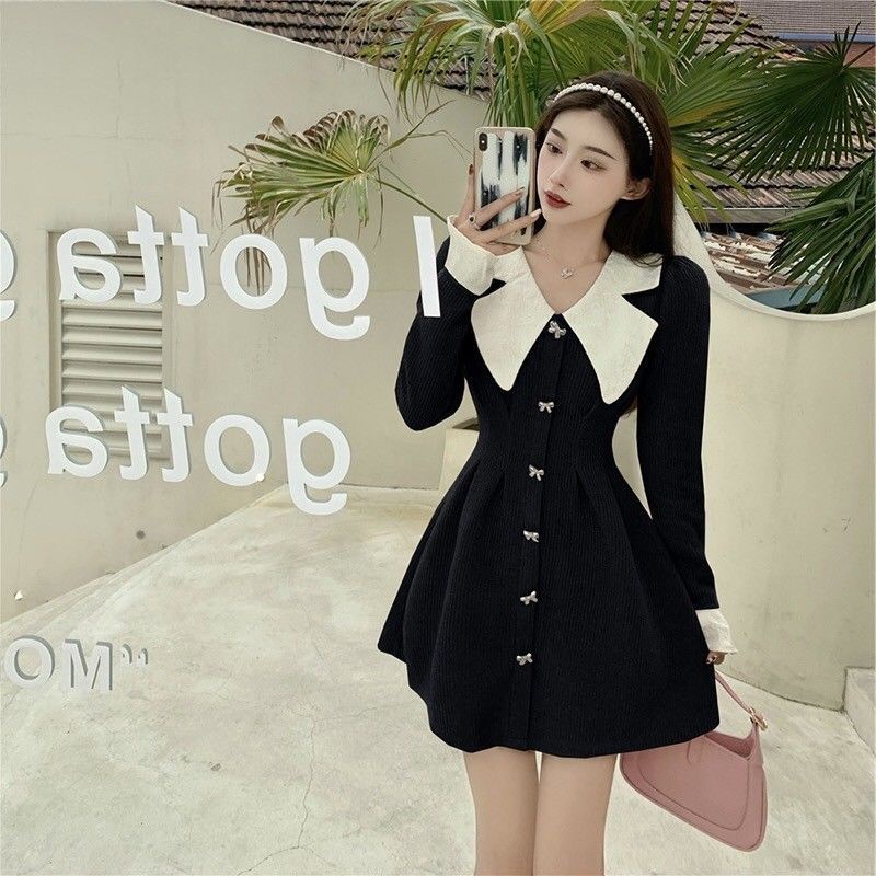 Đầm đen thiết kế mới thanh lịch thời trang theo phong cách pháp