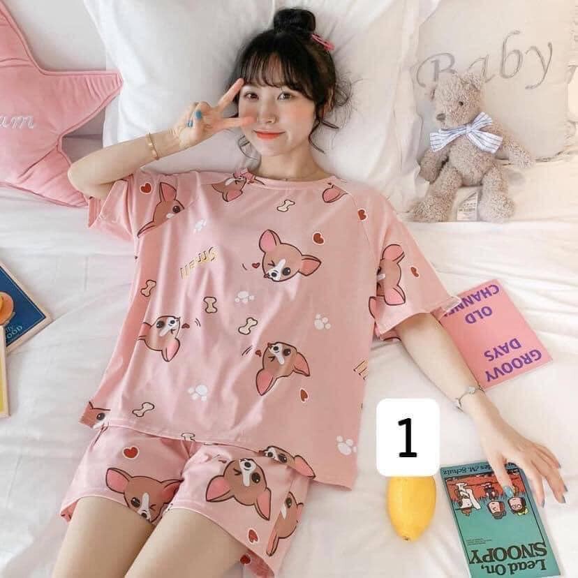 Đồ bộ cộc tay nữ dễ thương thun sữa