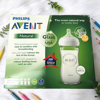 (Hàng Oder) Bình Sữa Thuỷ Tinh Philips Avent Natural 240ml