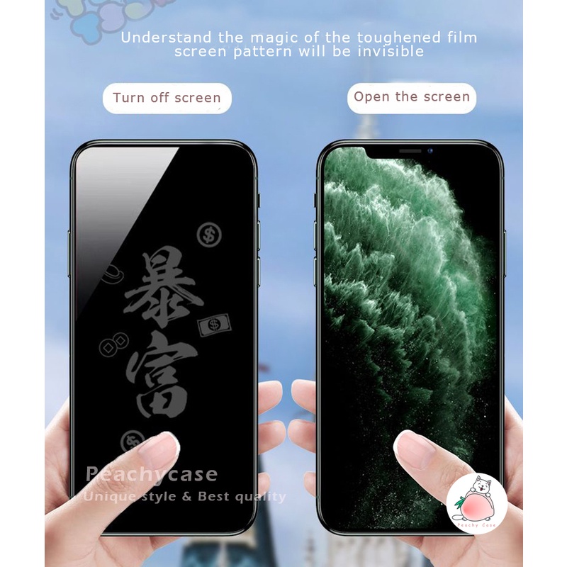 Kính Cường Lực 9H Chống Nhìn Trộm Họa Tiết Hoạt Hình Cho iPhone 13 12 11 Pro Max Xs Xr X 13pro 11pro 12pro Xsmax