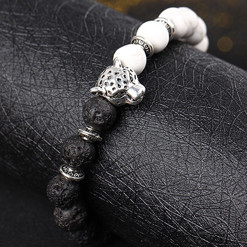 Vòng tay chuỗi hạt phối phụ kiện mạ bạc đơn giản thời trang cho nam và nữ