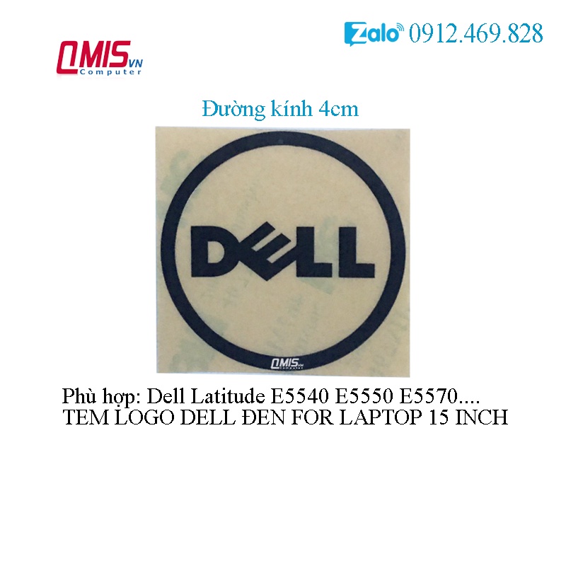 1 CÁI TEM LOGO Dell Latitude E5540 E5550 E5570  – Đường kính 4cm - ĐEN TO
