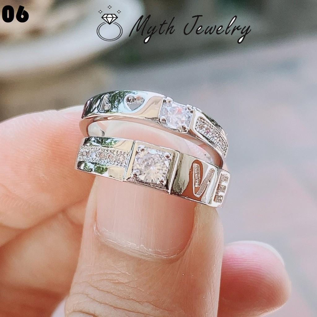 Nhẫn đôi cặp tình yêu đính đá giá rẻ đẹp nam nữ tình bạn cao cấp NB06