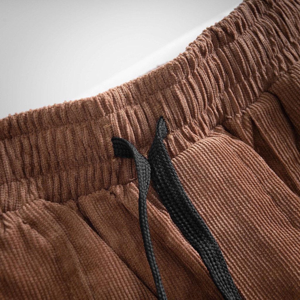 Quần nhung tăm nâu nam thu đông bo gấu