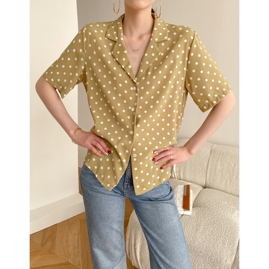 Áo sơ mi GENAISHA ngắn tay màu trơn phong cách thời trang nữ tính