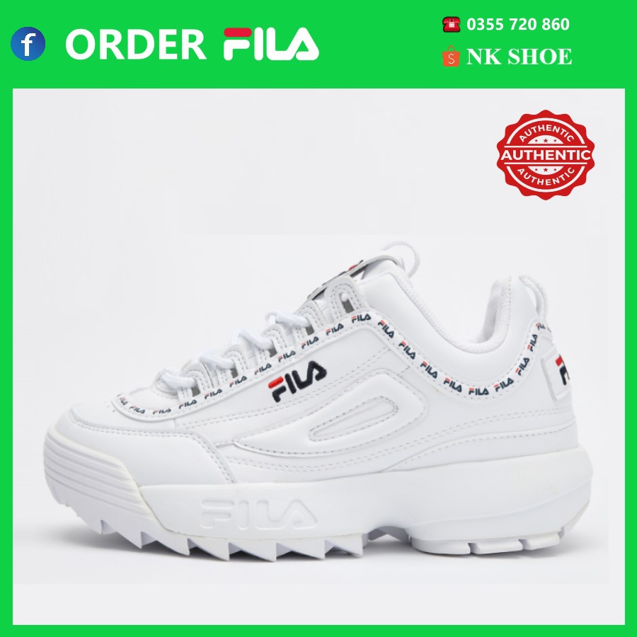 (Đủ bill) Giày Sneaker Thể Thao Nam Nữ FILA  DISRUPTOR 2 TAPEYTAPE TRẮNG chính hãng 100%