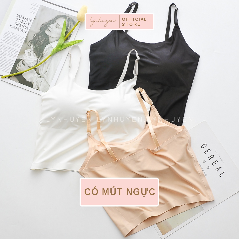Áo 2 Dây Nữ Su Trơn Có Mút Ngực Croptop Lynhuyen A008