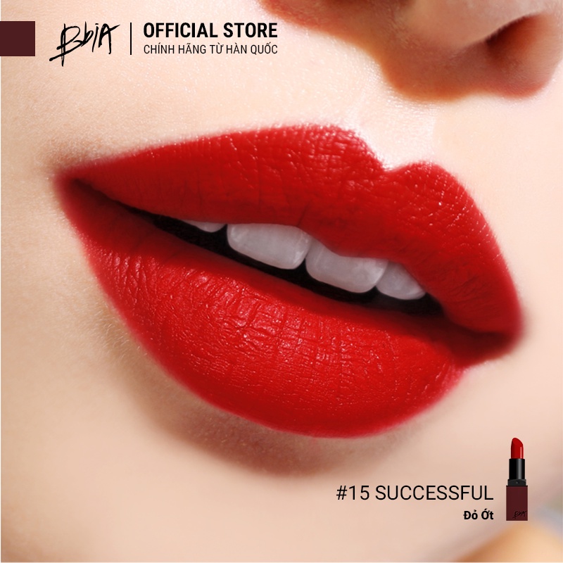 Son Thỏi Lì Bbia Last Lipstick Version 3 - 15 Successful  (Màu Đỏ Ớt) 3.5g - Bbia Offical Store