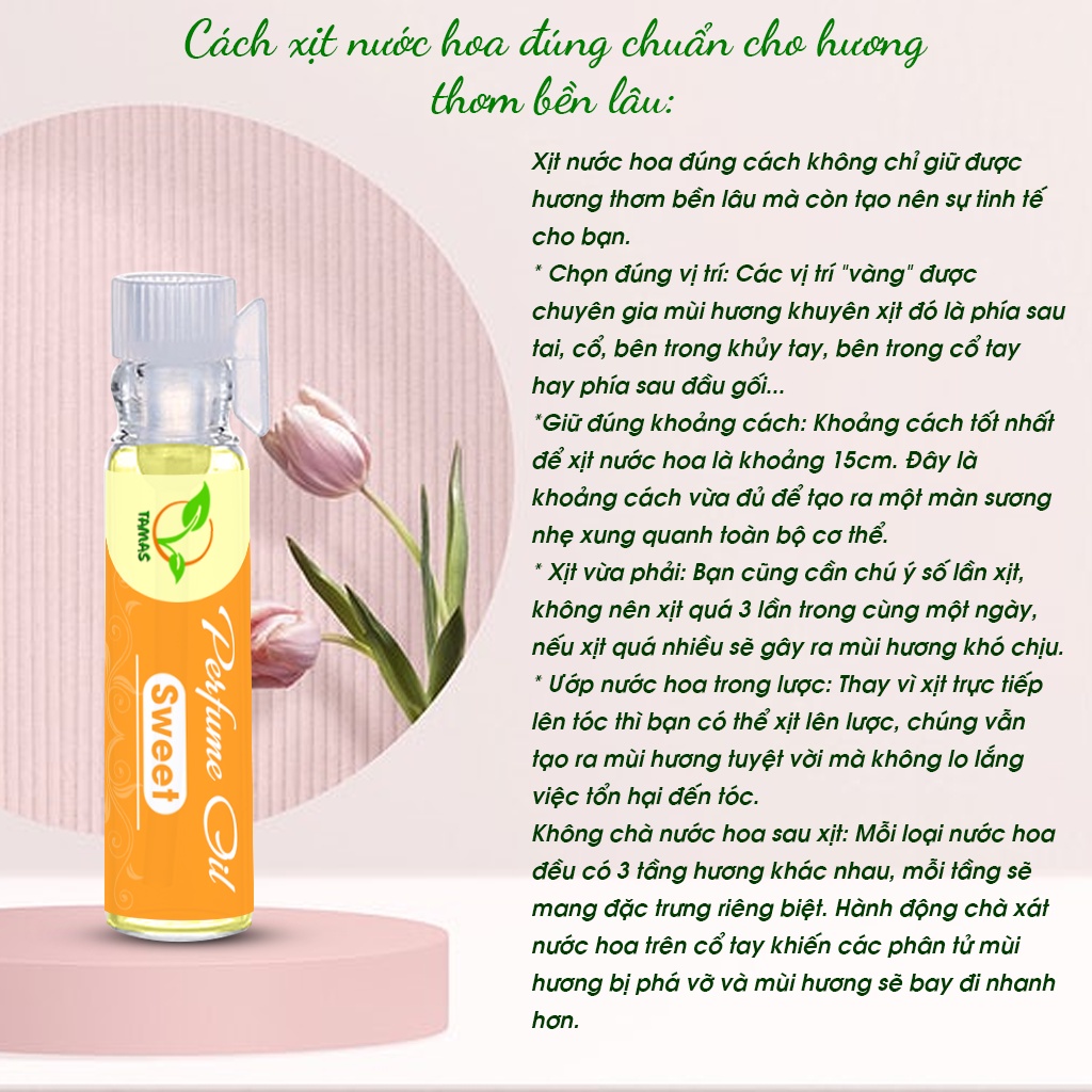 Tinh dầu nước hoa Perfume Oil Sweet TAMAS hương thơm ngọt ngào quyến rũ, lưu hương lâu
