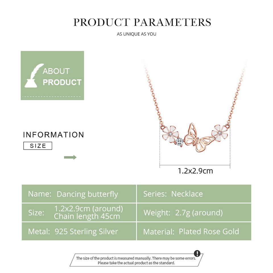 Đôi Bông Tai BAMOER BSE100 Bạc 925 Thật Nạm Đá Mặt Hình Bướm Và Hoa Dành Cho Nữ