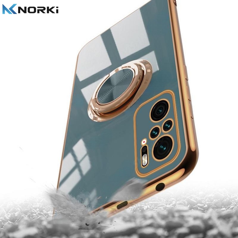 Ốp Điện Thoại Silicon Dẻo Tráng Gương Kèm Giá Đỡ Nhẫn Từ Tính Sang Trọng Cho Xiaomi Redmi Note 12 11 10 Pro 10S 11S