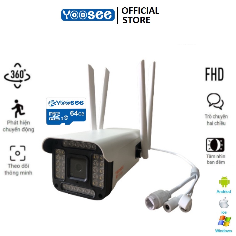 Camera wifi yoosee ngoài trời 32 LED FULL HD 5.0Mpx -  Siêu nét góc rộng, đàm thoại 2 chiều , cảnh báo chuyển động