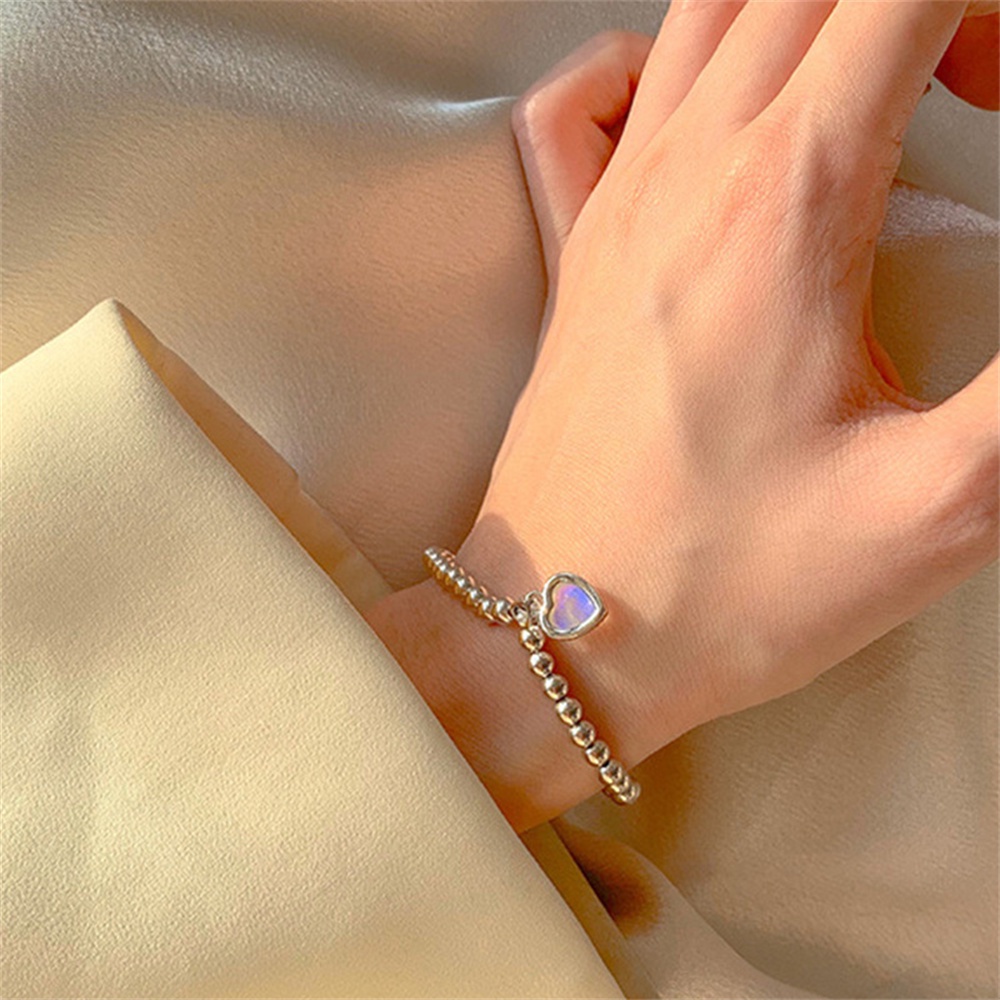 Vòng Tay / Vòng cổ Mặt Hình Trái Tim Đính Đá Mặt Trăng Phong Cách Hàn Quốc