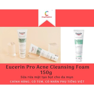 Eucerin pro acne solution gentle cleansing foam 150g - sữa rửa mặt cho da mụn tạo bọt dịu nhẹ