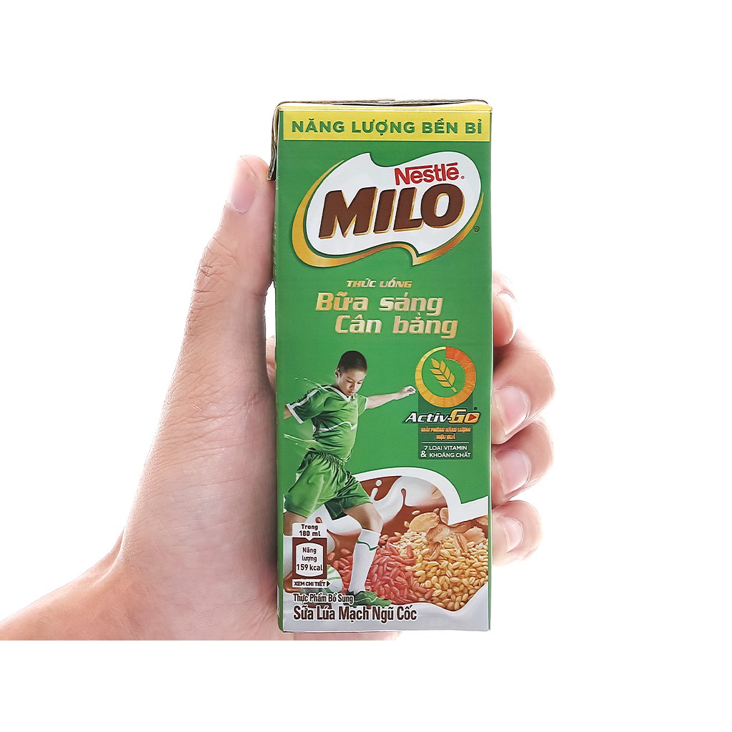 Sữa Milo Bữa Sáng Lúa Mạch Ngũ Cốc 180ml Lốc 3 Hộp