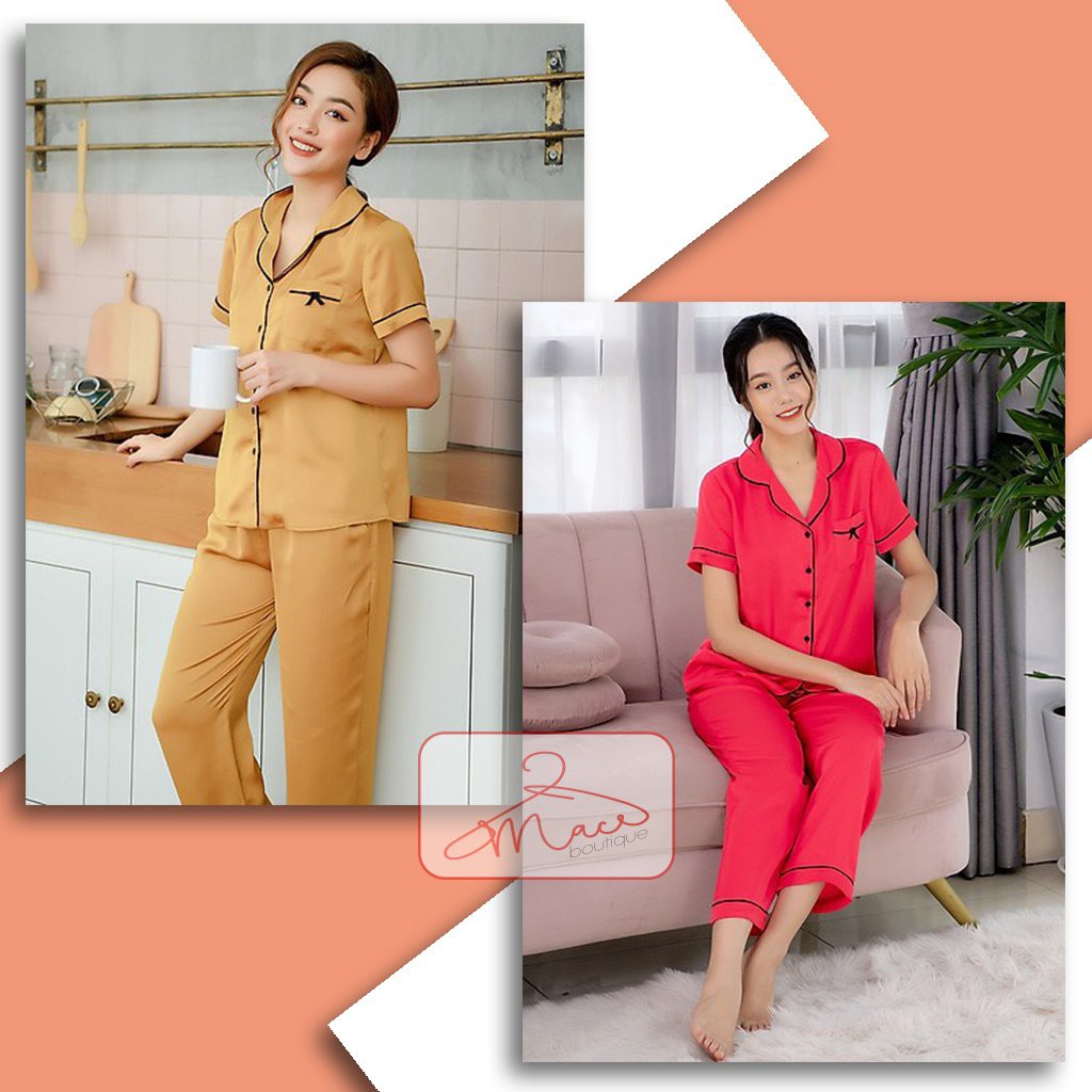 Bộ đồ ngủ nữ pyjama lụa gấm cao cấp - MAC boutique