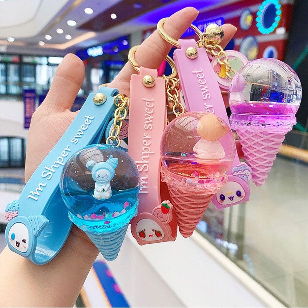 Móc Khóa Hình Cây Kem Có Cát Lún Lấp Lánh Dễ Thương