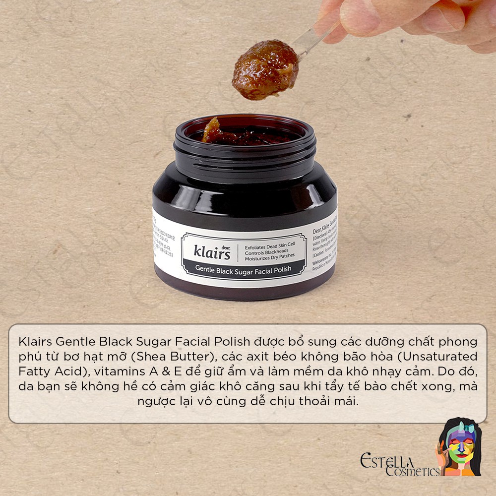 Tẩy Tế Bào Chết Đường Đen Klairs Gentle Black Sugar Facial Polish 110g