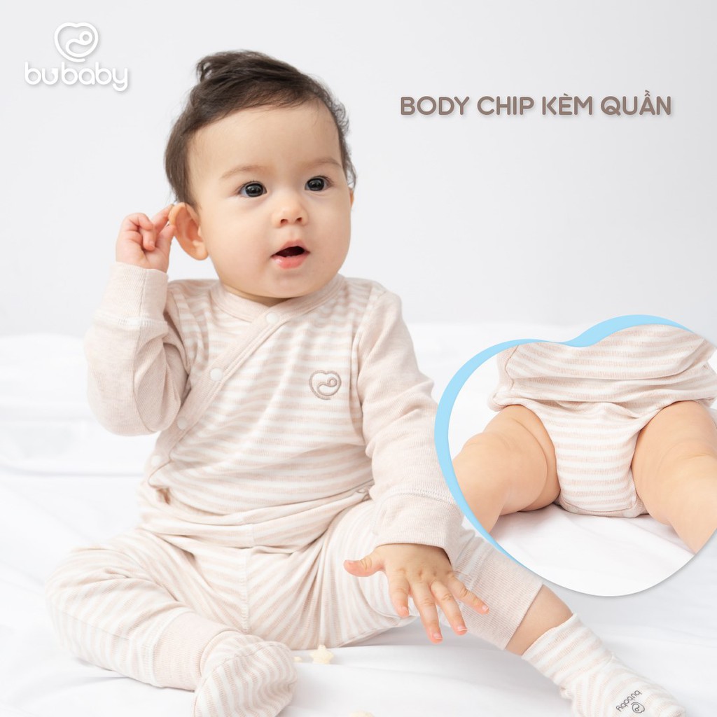 Set body cài lệch kèm quần dài cotton sợi tre BU