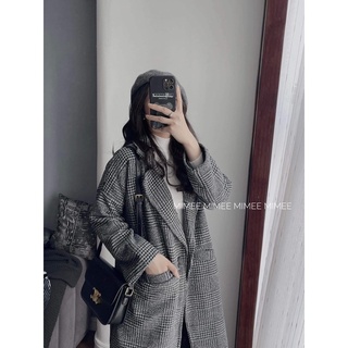 Áo khoác dạ kẻ tây mimee