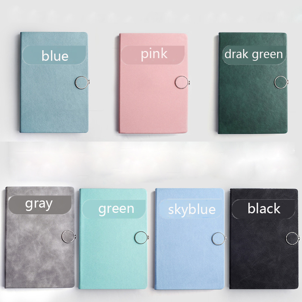 Sổ Tay Bìa Da Màu Trơn 128 Trang Có Khóa Nam Châm