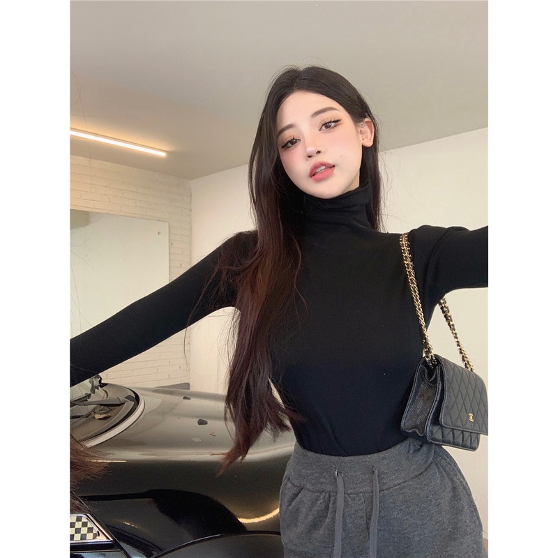Áo Dệt Kim Cổ Cao Màu Trơn Thời Trang Hàn Quốc Dành Cho Nữ