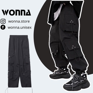 Quần jogger box pant túi hộp unisex Hàn oversize form rộng street style cá tính Quảng Châu nam nữ rút dây đen