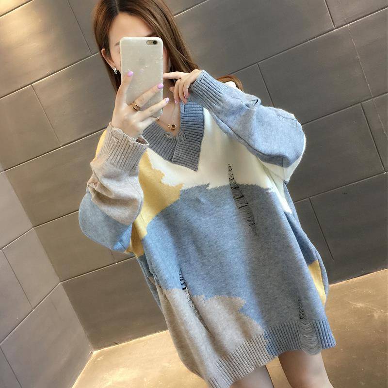 Áo Sweater Dáng Rộng Thiết Kế Mới Thời Trang Mùa Thu Theo Phong Cách Hàn Quốc