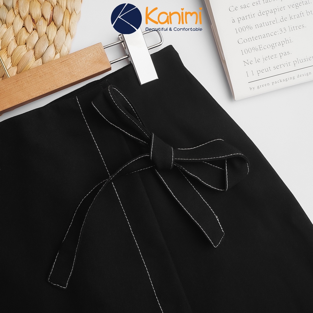 Chân váy chữ A trơn chỉ nổi đính nơ Zin99store, chân váy công sở lưng cao cá tính siêu đẹp | BigBuy360 - bigbuy360.vn