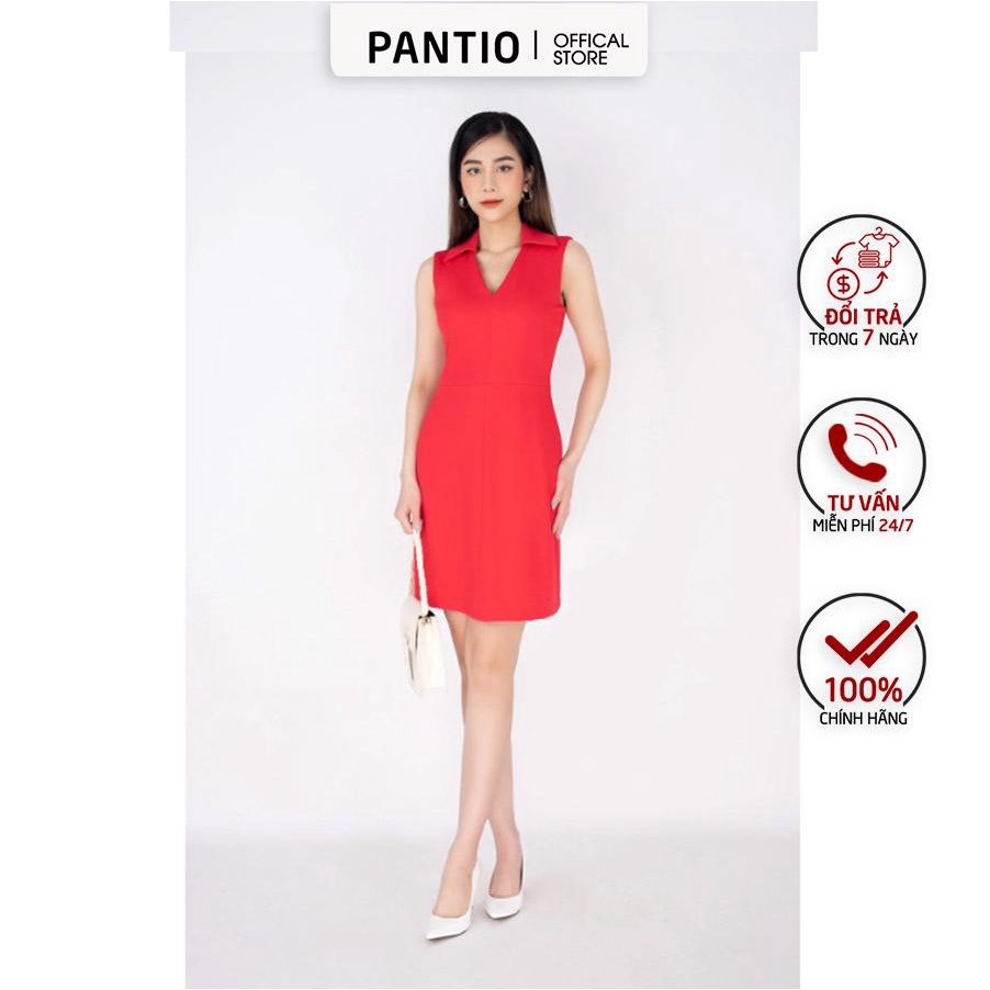 FDP32907 - Đầm dạo phố vải thô dáng A ngắn cổ V sát nách - PANTIO