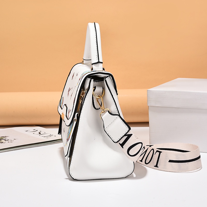 Túi đeo vai IELGY có tay cầm dáng vuông nhỏ sức chứa lớn in họa tiết dễ phối đồ thời trang cho nữ