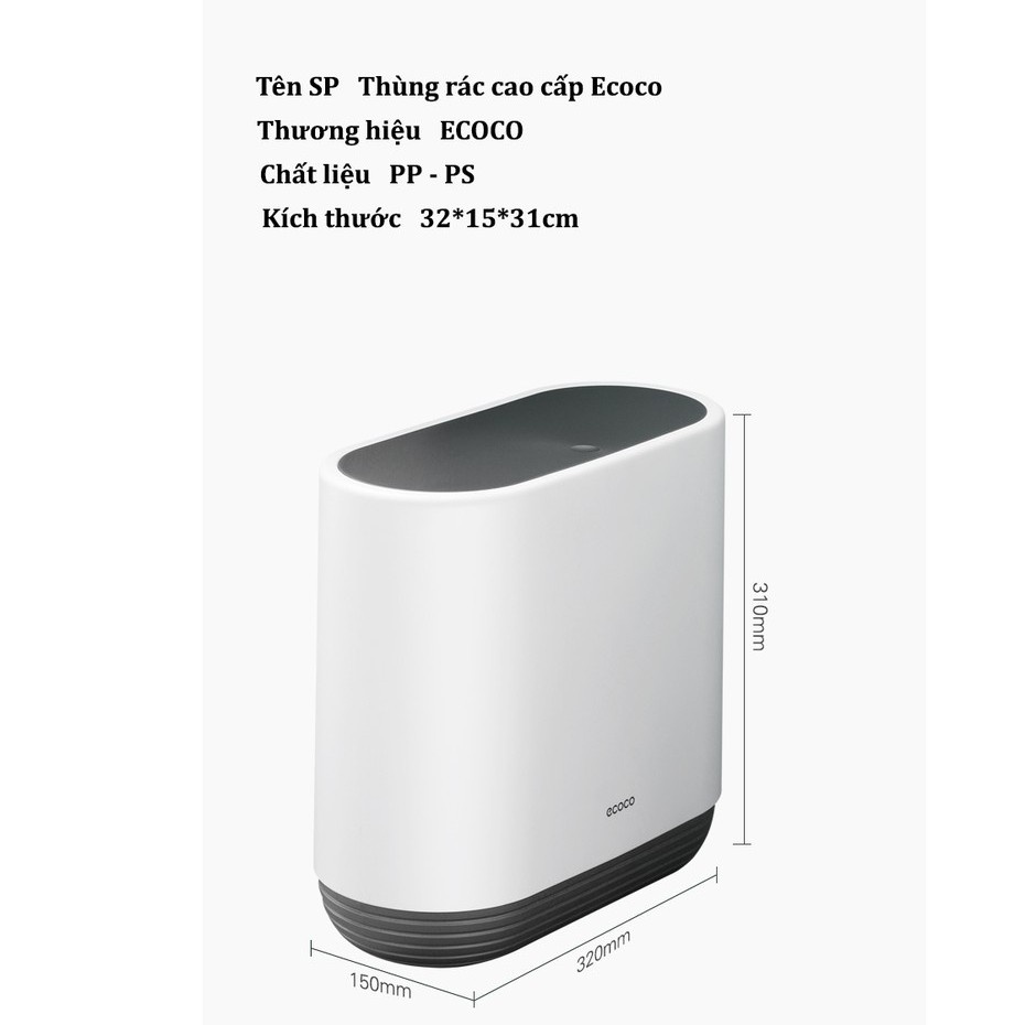 THÙNG ĐỰNG RÁC ECOCO THÔNG MINH ẤN NẮP ĐẬY DUNG TÍCH 10L | BigBuy360 - bigbuy360.vn
