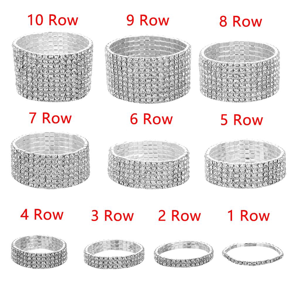 Vòng tay đính đá sành điệu thiết kế 1-10 hàng tùy chọn