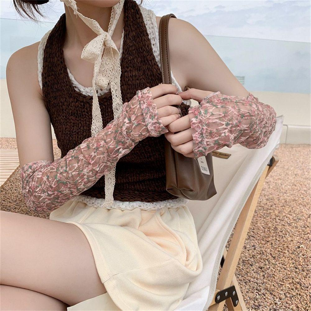 MUVAKO Găng Tay Chống Nắng Và Tia UV Bằng Lụa Lạnh Dáng Rộng Dành Cho Bạn Nữ Lái Xe Thể Thao Ngoài