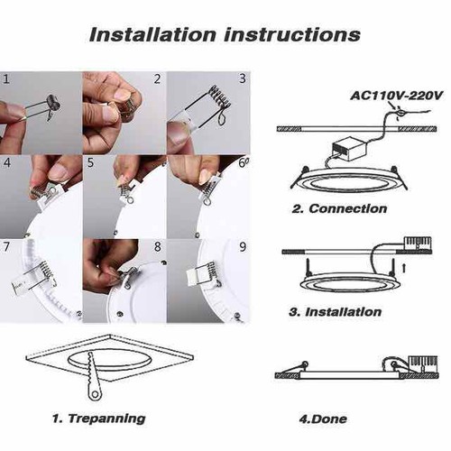 Đèn Led Panel Âm Trần 18W tròn khoét lỗ 185mm ánh sáng trắng, vàng giá rẻ