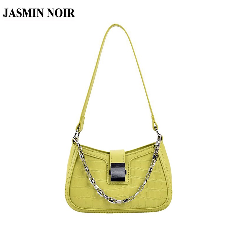 Túi đeo vai JASMIN NOIR vân cá sấu phối dây xích thời trang cho nữ