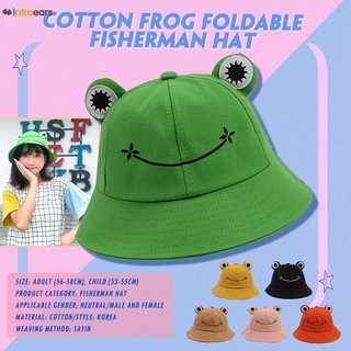 Nón Bucket Nữ Màu Trơn In Hình Con Ếch Dễ Thương
