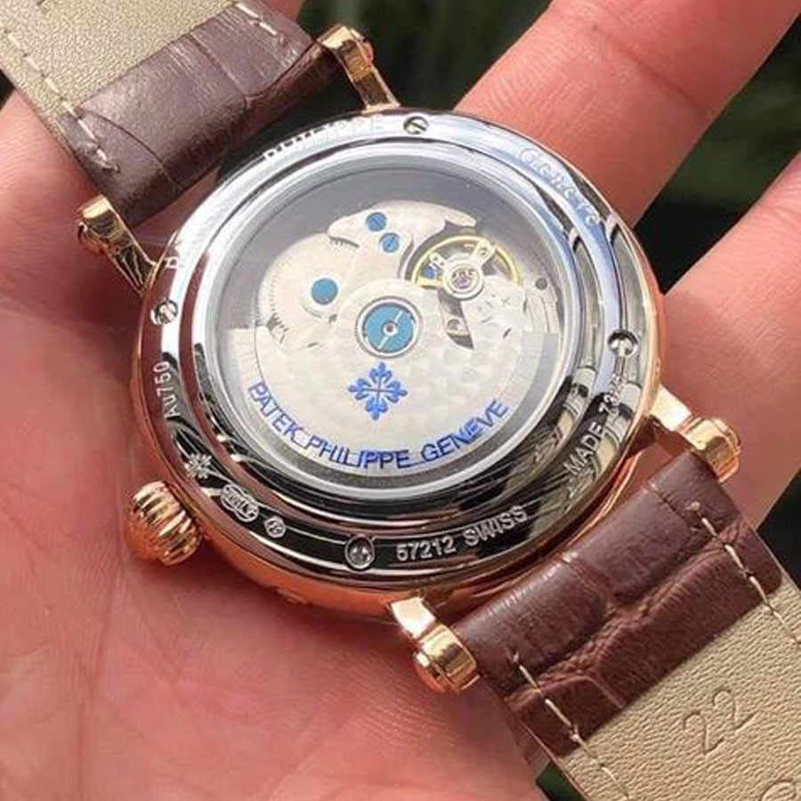 Đồng hồ Nam Patek máy nhật, mẫu Lịch vạn niên mặt trắng viền vàng dây thép, dòng cơ Automatic size 41mm-42mm | BigBuy360 - bigbuy360.vn